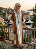 Calindra | Short Sleeve Color Block Relaxed Maxi Dress