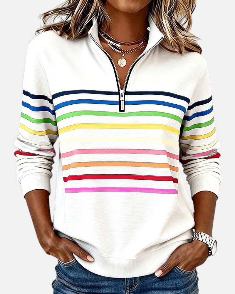 Stella | RAINBOW STRIPED ZIP SWEATSHIRT