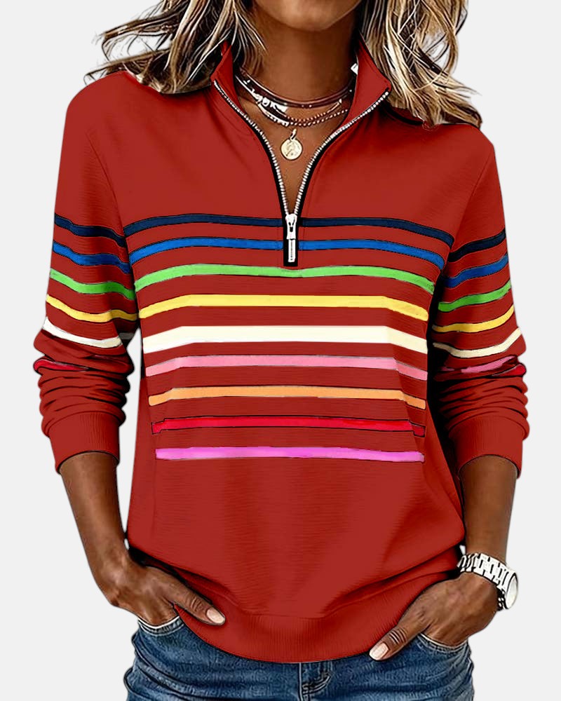 Stella | RAINBOW STRIPED ZIP SWEATSHIRT