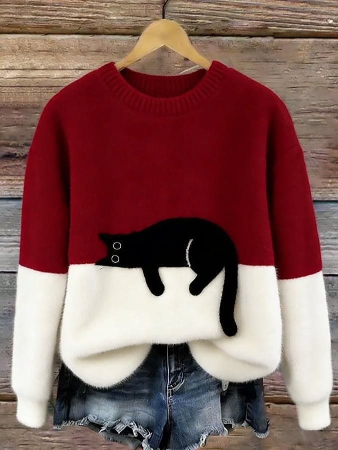 Martha | Retro "Lazy Cat" Oversized Sweater