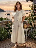 Elowyn | Round Neck Short Sleeve Pocket Maxi Dress