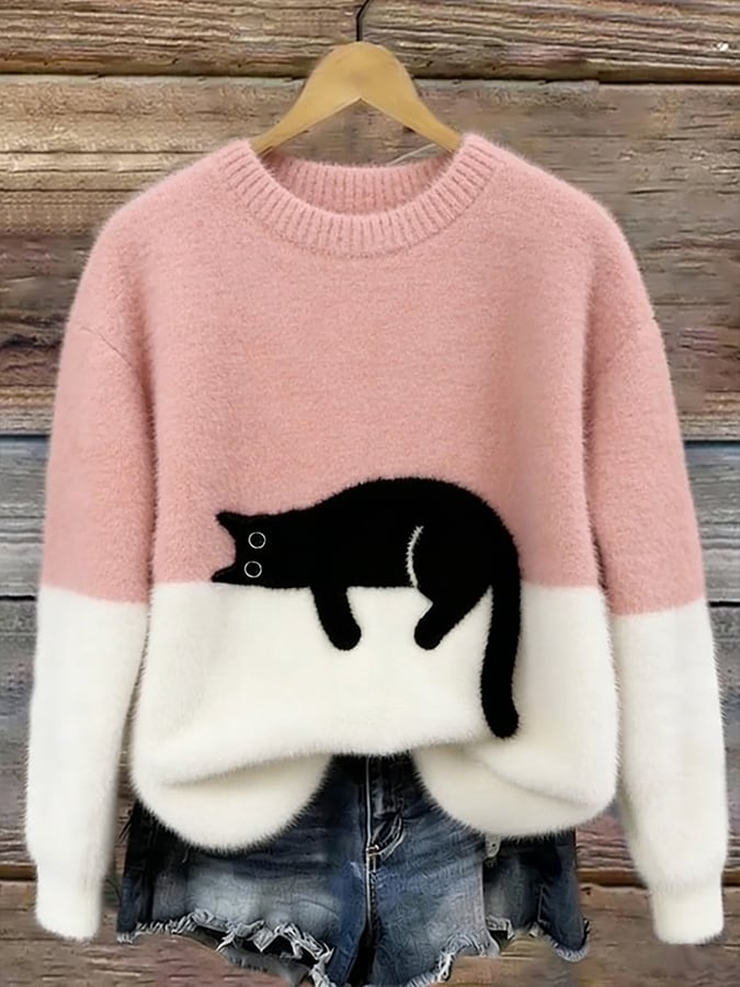 Martha | Retro "Lazy Cat" Oversized Sweater