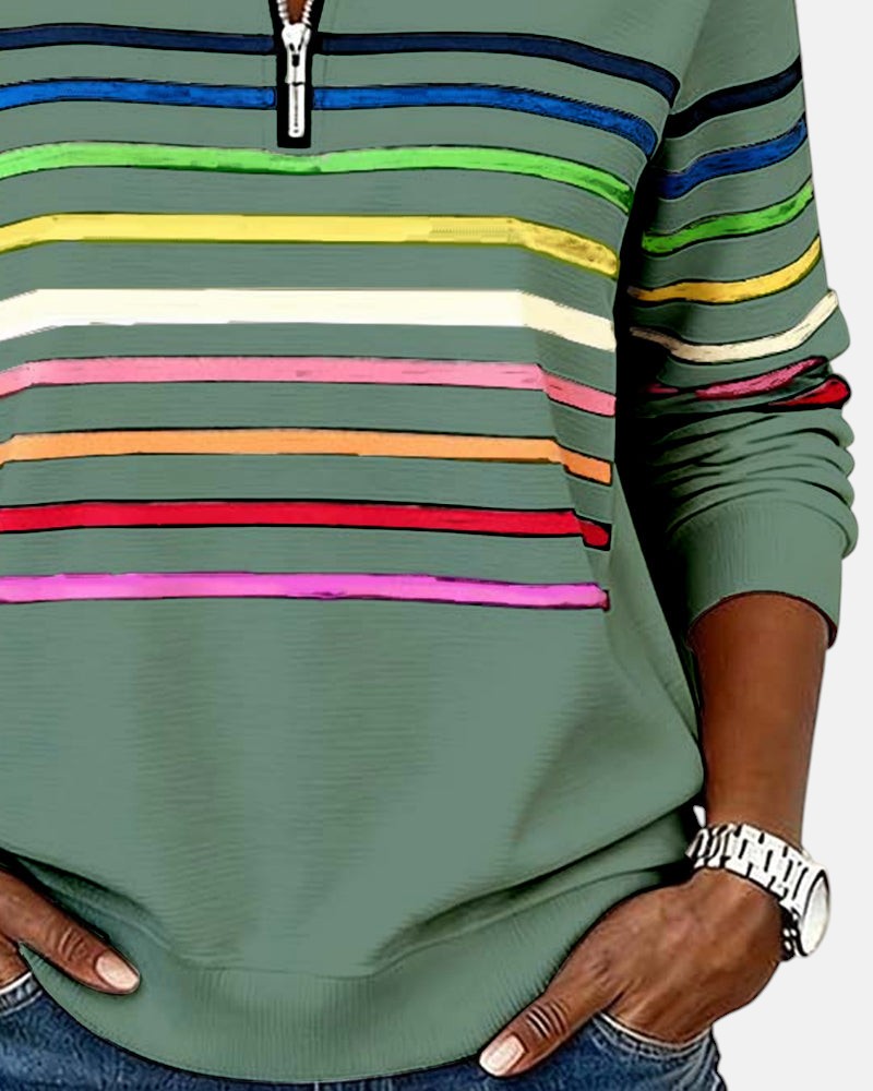 Stella | RAINBOW STRIPED ZIP SWEATSHIRT