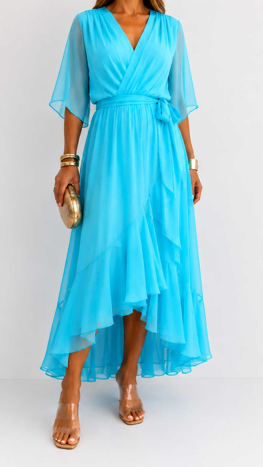 Eloise | Elegant Chiffon Wrap Maxi Dress