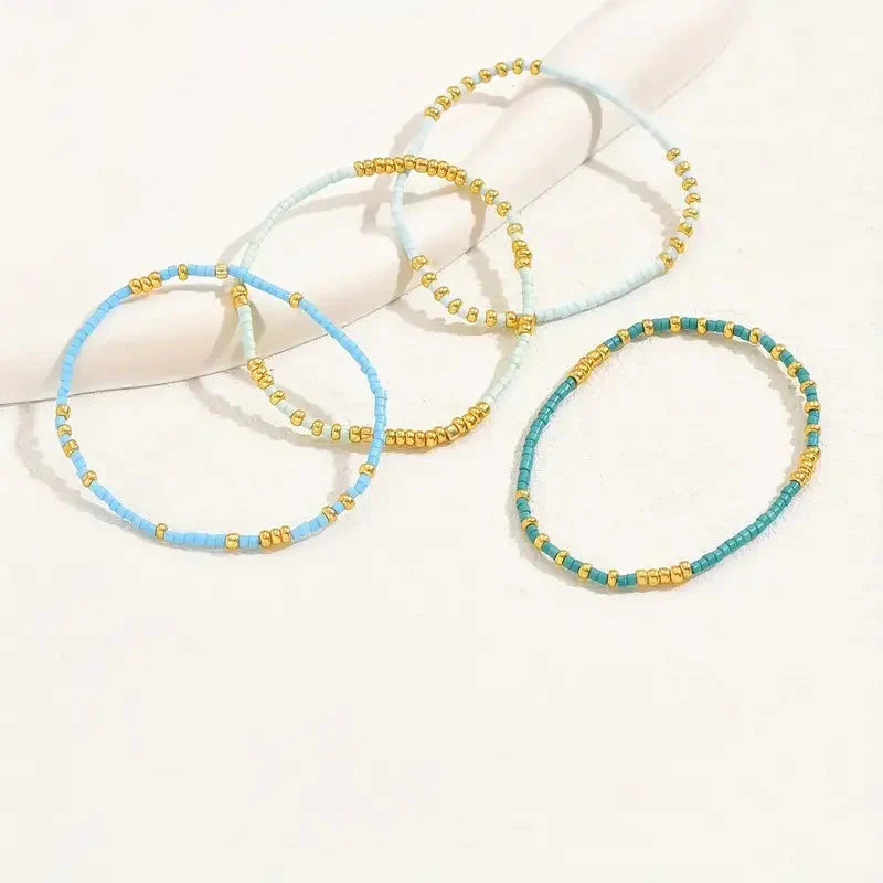 Chic Bohemian Turquoise Beaded Bracelet Set