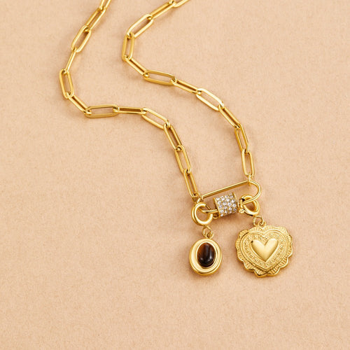 Crystal Paperclip Charm Necklace