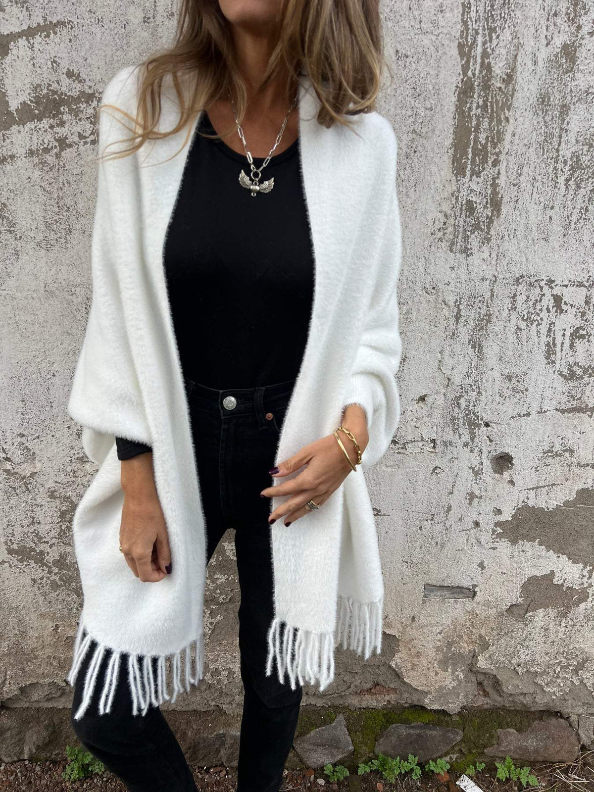 SUSAN | FUZZY WRAP WITH SLEEVES