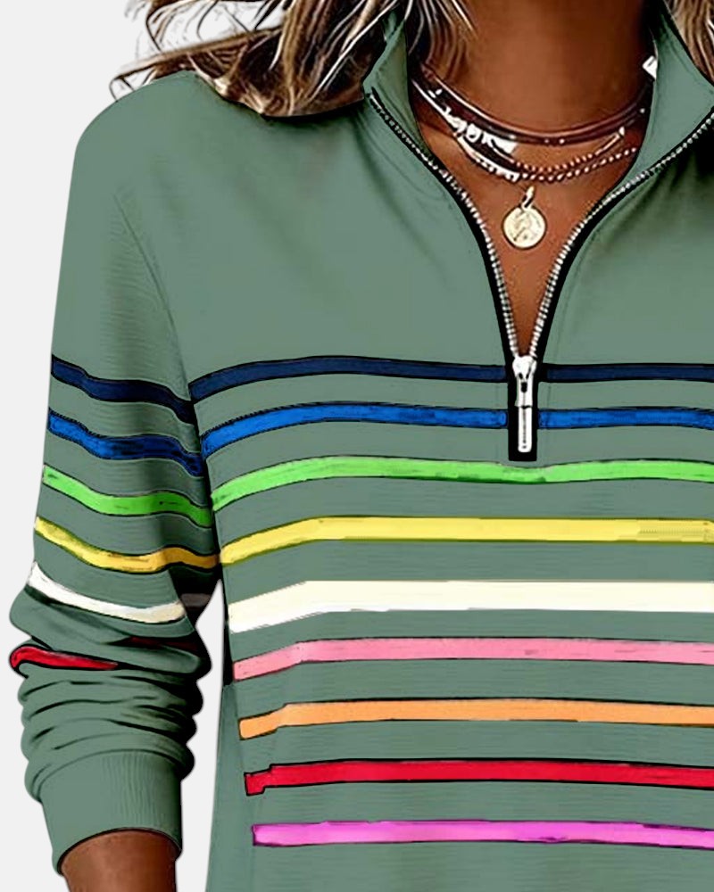 Stella | RAINBOW STRIPED ZIP SWEATSHIRT