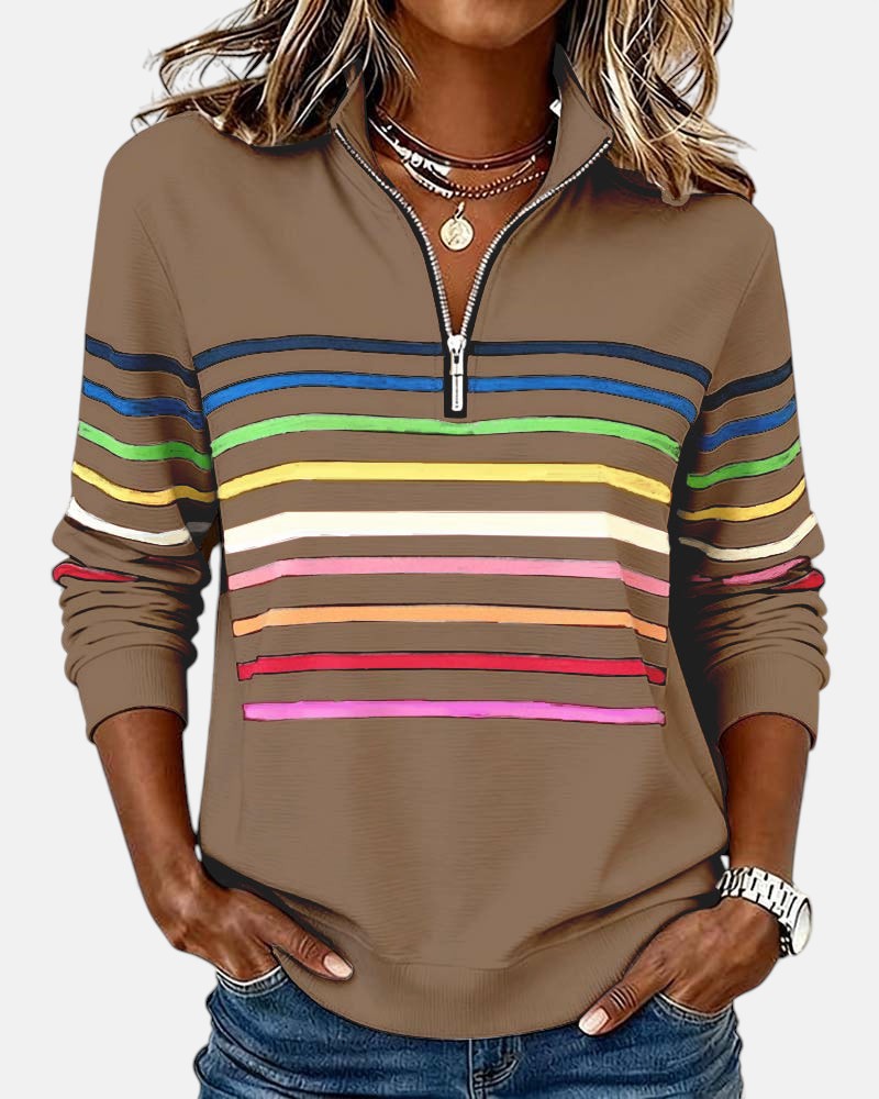Stella | RAINBOW STRIPED ZIP SWEATSHIRT