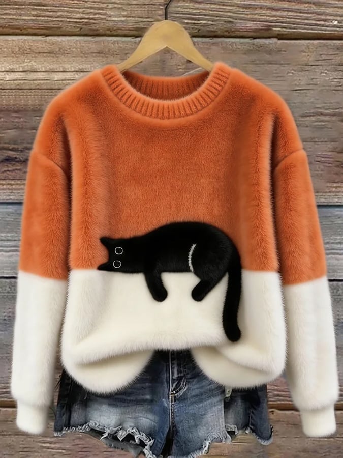 Martha | Retro "Lazy Cat" Oversized Sweater