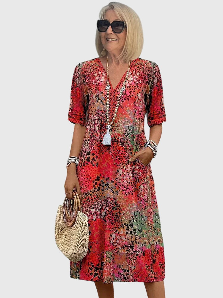 Yvonna | Elegant Floral Midi Dress
