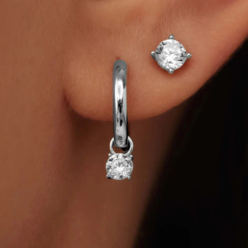 Larmes de Lune Stone Hoop Earrings
