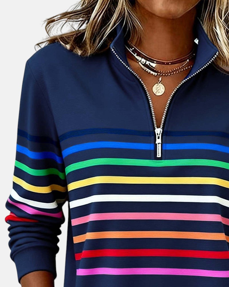Stella | RAINBOW STRIPED ZIP SWEATSHIRT