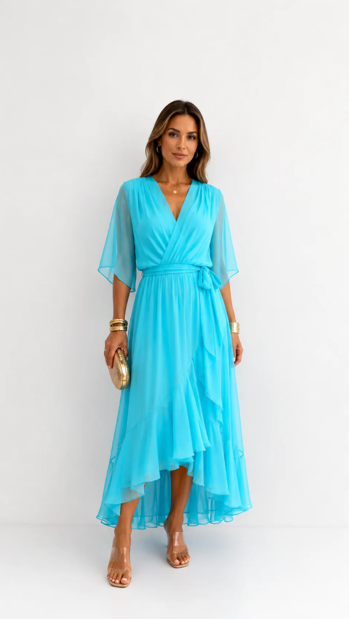 Eloise | Elegant Chiffon Wrap Maxi Dress
