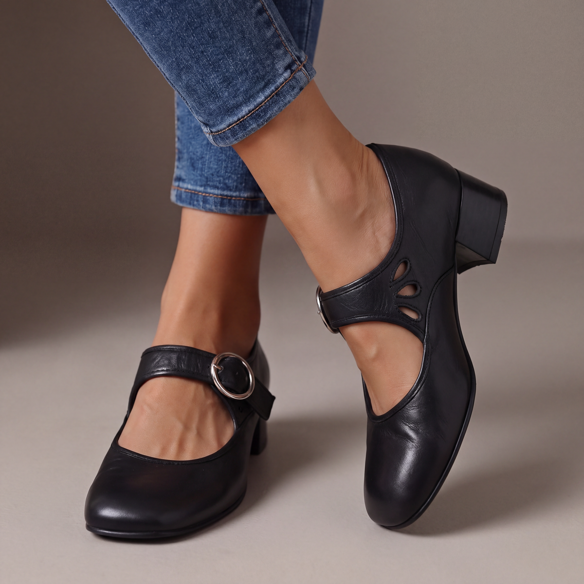 Josephine | Leather Mary Jane Block Heels