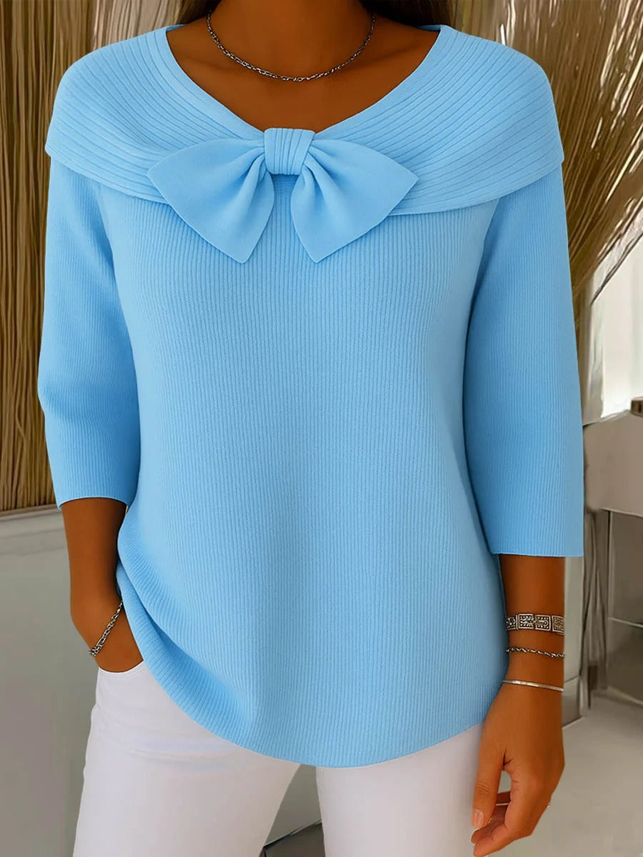 Tivella™ | Sweater with Bow and Round Neckline