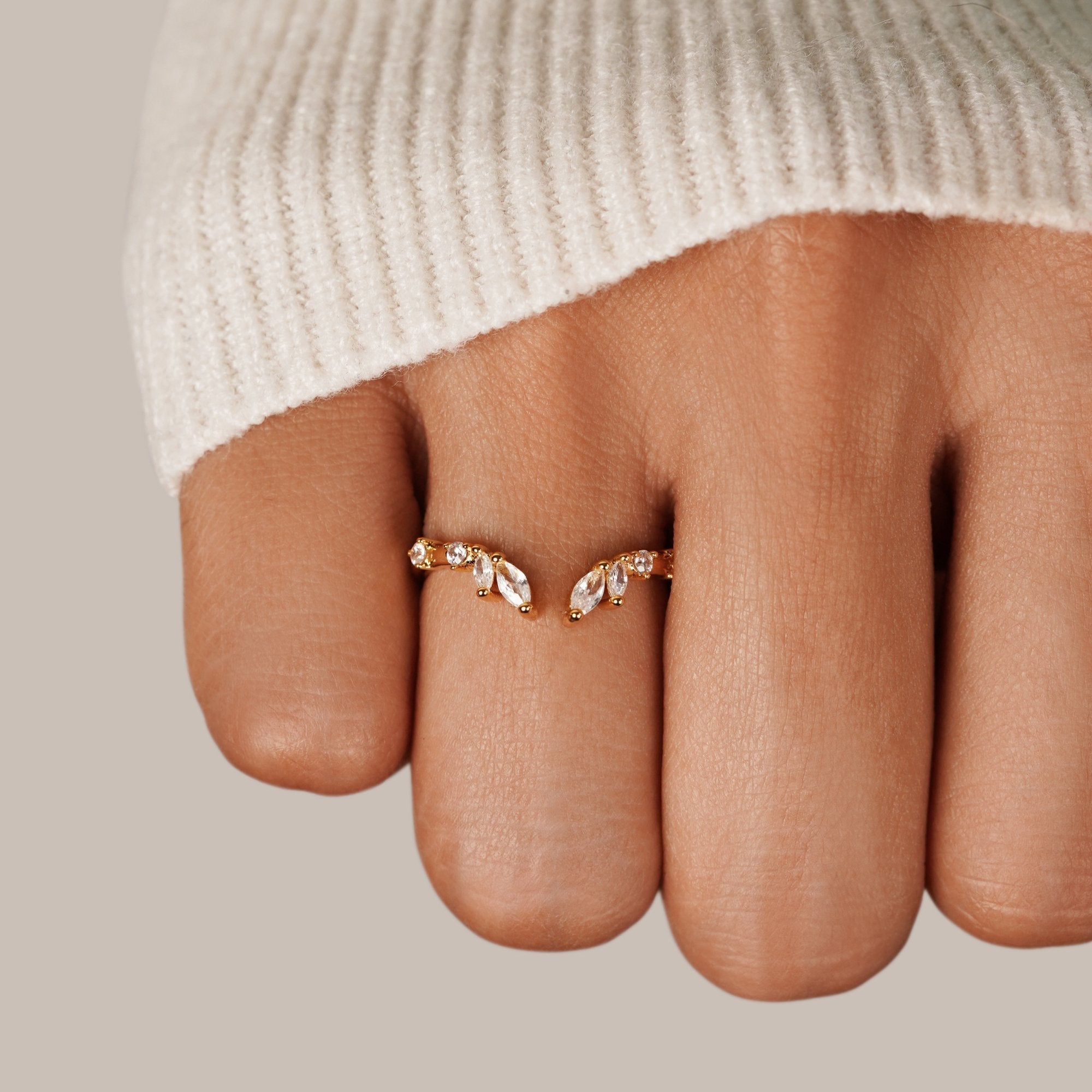 Crystal Gold Vine Ring