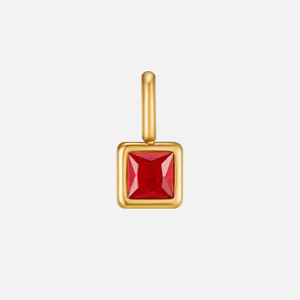 Square Pendant Birthstone Necklace