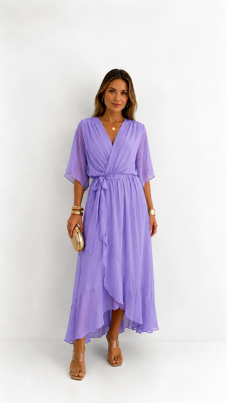 Eloise | Elegant Chiffon Wrap Maxi Dress