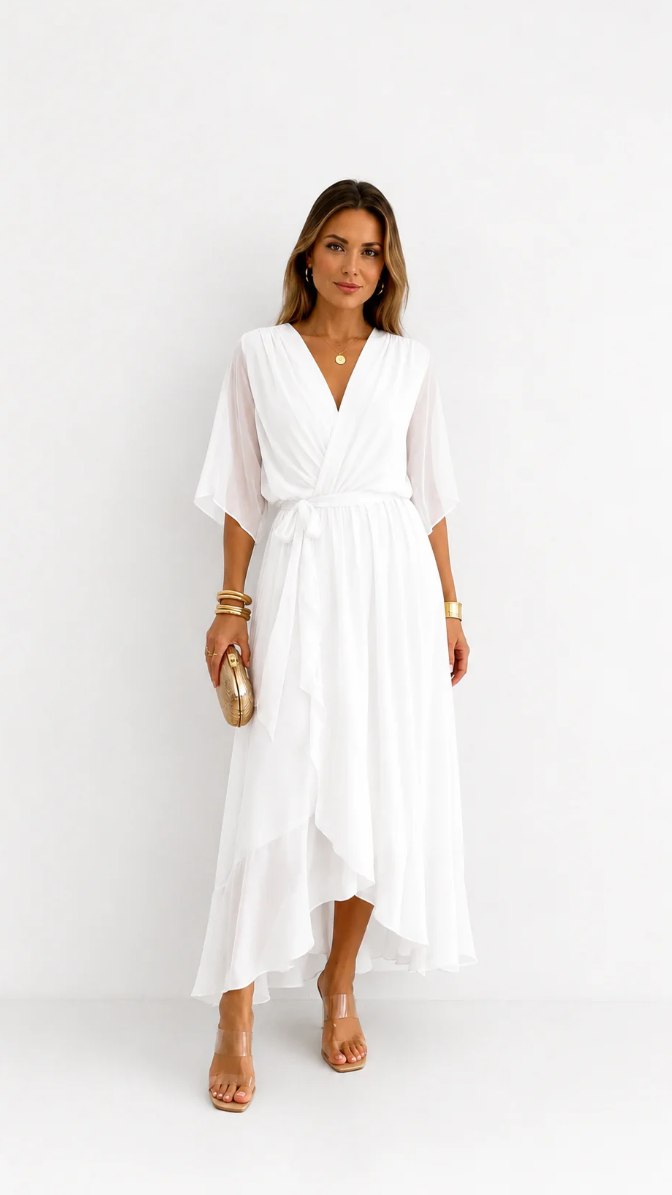 Eloise | Elegant Chiffon Wrap Maxi Dress